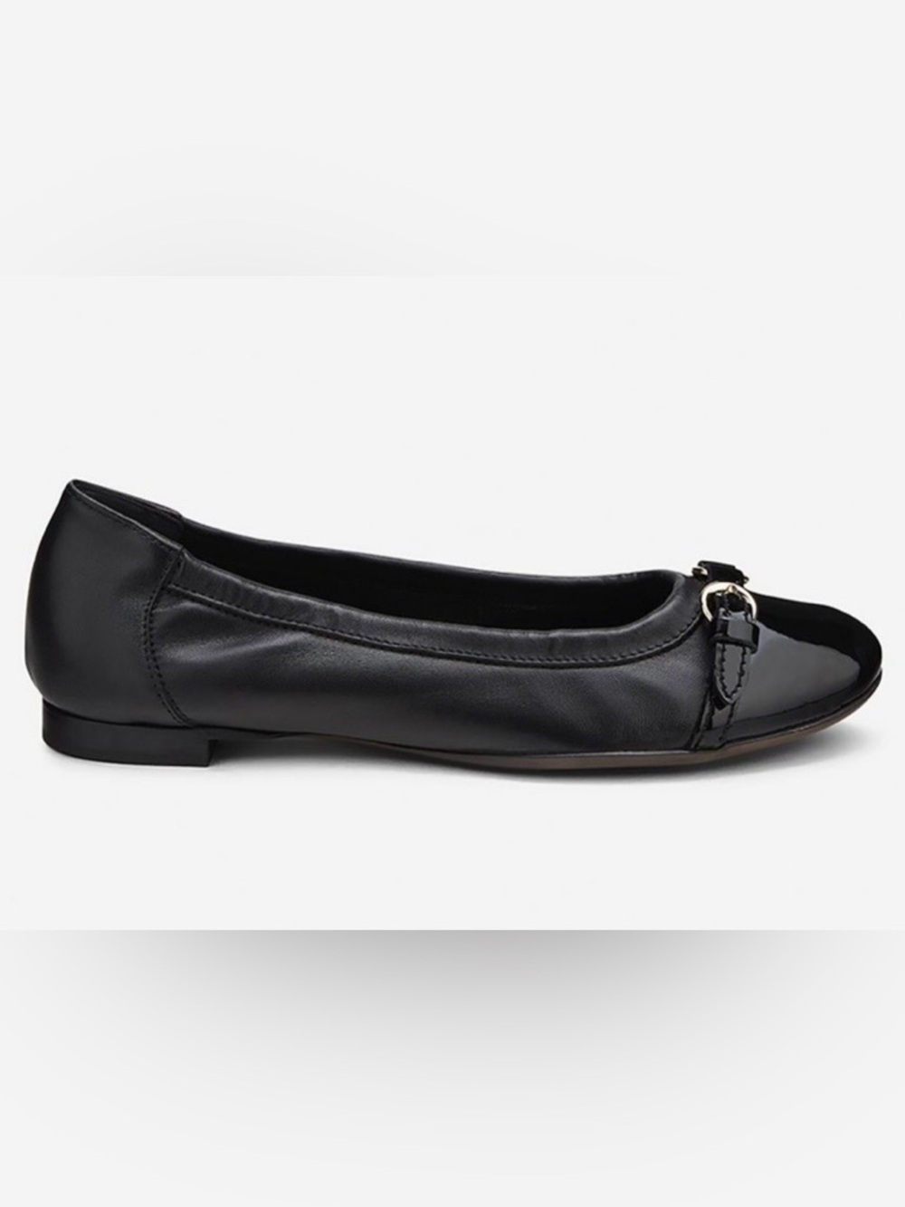 AGL Monika Captoe Black Leather Ballet Flat Made in Italy EU 37 US 7